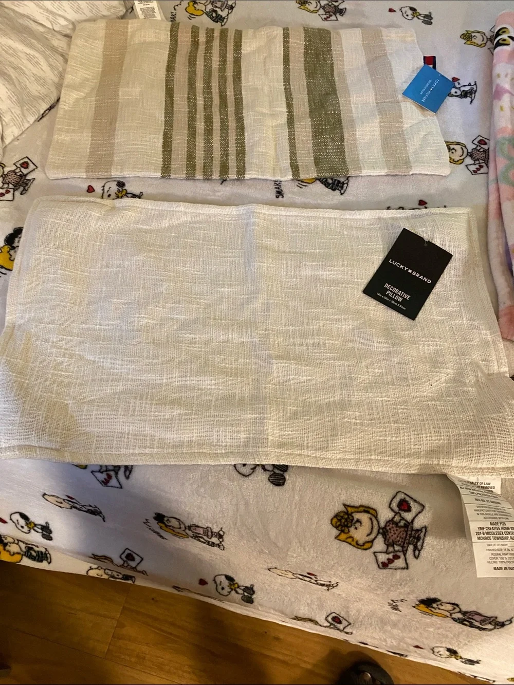 Lucky Brand Cream and Olive Stripe Accent Pillow Covers - Set of 2
